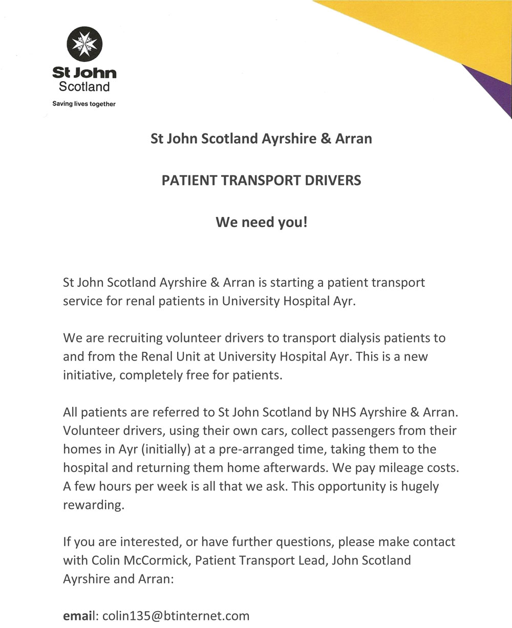 PATIENT TRANSPORT PILOT SCHEME